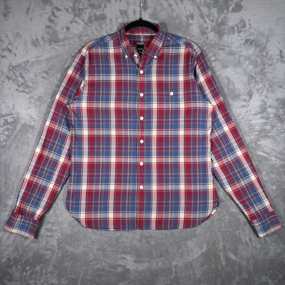 Todd Snyder Men’s Plaid Button Down Shirt Cotton Red Blue Size Medium